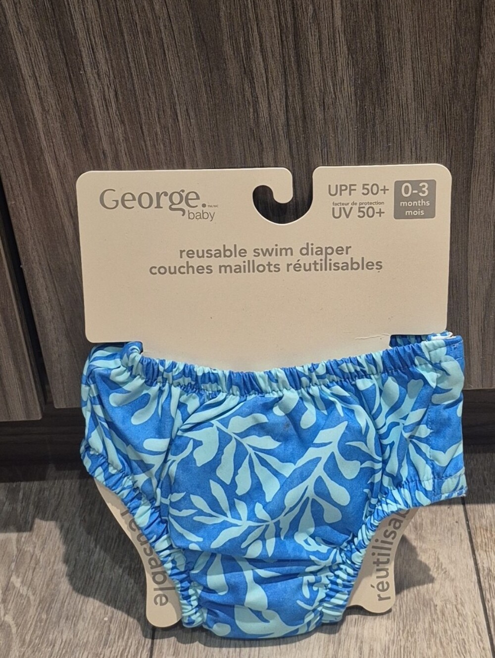 George Baby Blue Reusable Swim Diaper With UPF 50+ Rating For Ages 0-3 Months